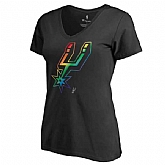 Women's San Antonio Spurs Fanatics Branded Black Team Pride Slim Fit V Neck T-Shirt FengYun